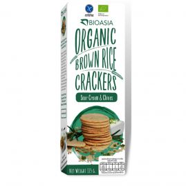 BioAsia Organic Brown Rice Crackers Sour Cream Chives 有機糙米酸奶韮菜餅乾115g