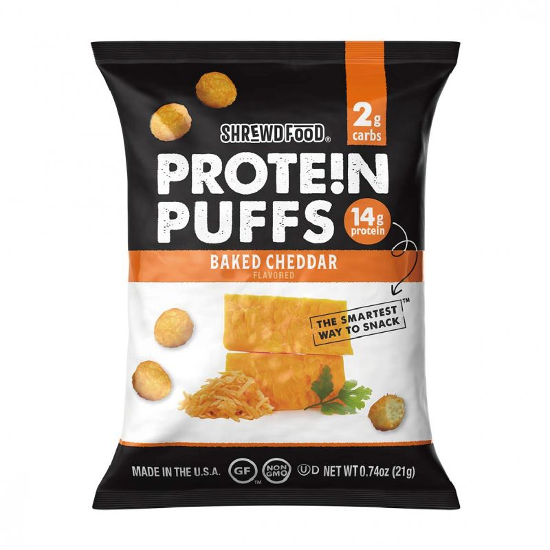 Shrewd Food Protein Puffs Protein Keto Snacks Baked Cheddar