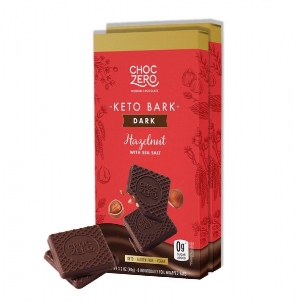 ChocZero Gluten Free Keto Bark Dark Chocolate Hazelnut with Sea Salt 無麩質榛子海鹽黑朱古力塊 90g