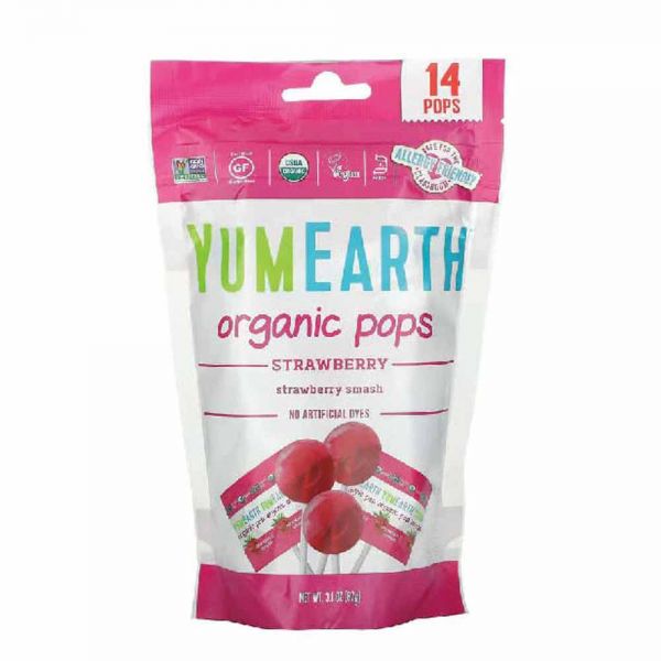 YumEarth, Organic Strawberry Pops, Strawberry Smash, 14 Pops