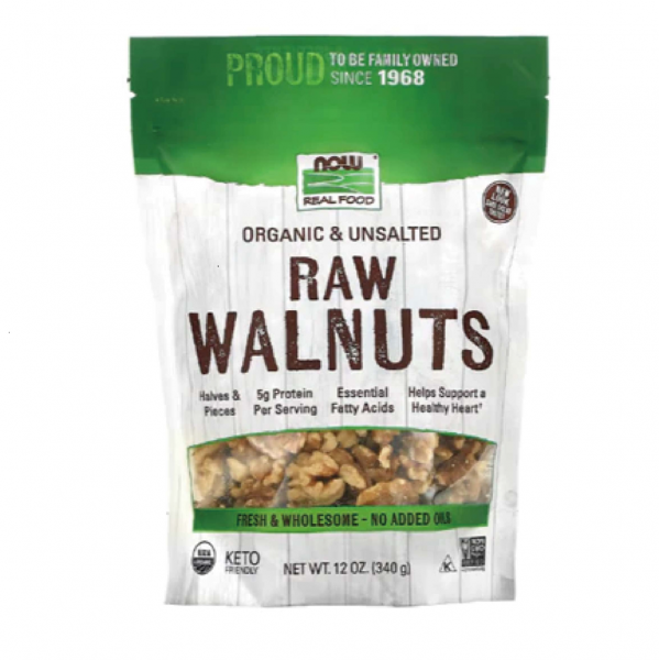 NOW Foods Organic & Unsalted Raw Walnuts 無鹽有機生核桃 340g