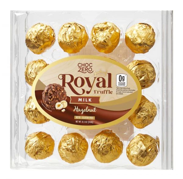 ChocZero Keto Gluten Free Milk Hazelnut Royal Truffle 皇家無添加糖榛子朱古力240g