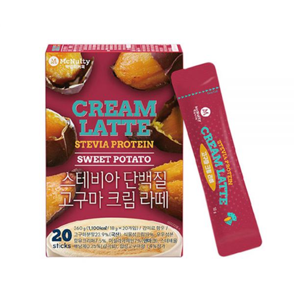 McNulty Cream Latte Stevia Protein Sweet Potato 18gx20 Sticks 甜菊糖即溶蕃薯拿鐵隨身包(牛奶飲品) 18gX20條