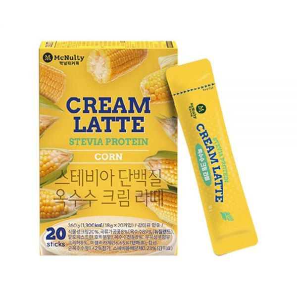 McNulty Cream Latte Stevia Protein Corn 18gx20 Sticks 韓國甜菊糖即溶粟米拿鐵隨身包(牛奶飲品) 18gX20條